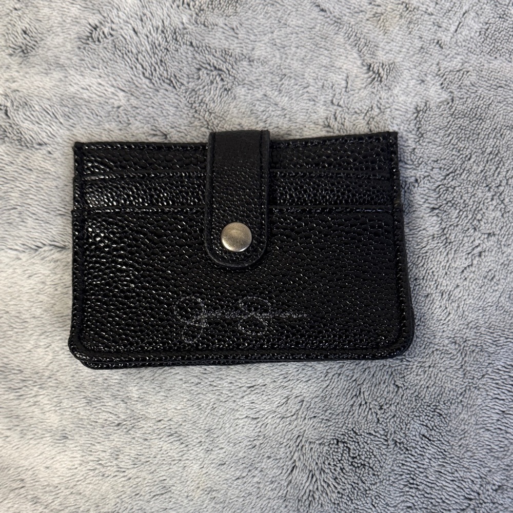 Jessica Simpson Black Pebbled Leather Cardholder